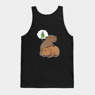 Capybara thirsty for Green juice smoothie Tank Top